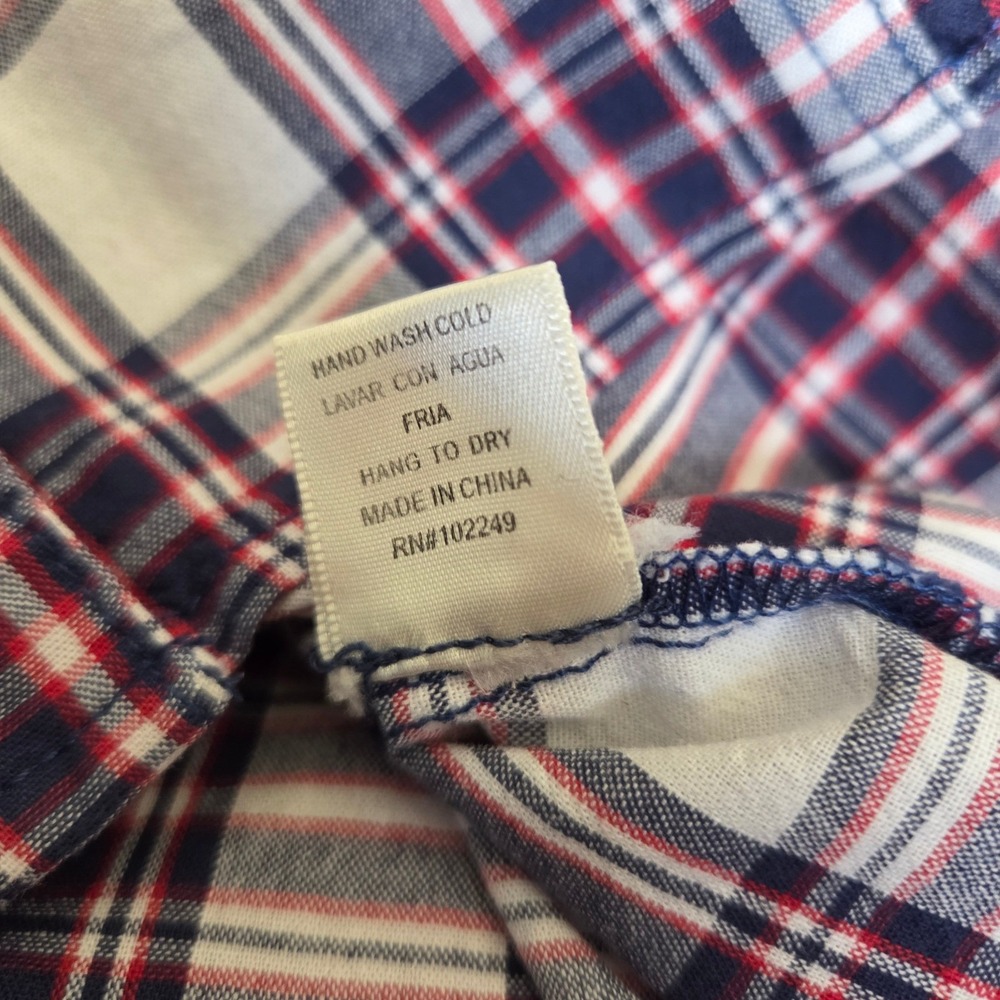 Altard State Womens‎ Plaid Button Down Shirt Red White Blue Roll Tab Sleeve S - Picture 6 of 6